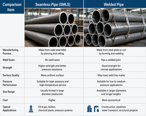 Seamless vs Welded Pipe Comparison Chart